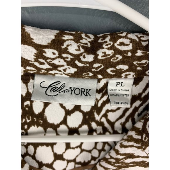 Cali And York Women's Sz. PL bronze abstracted print Light Coat - Picture 3 of 6